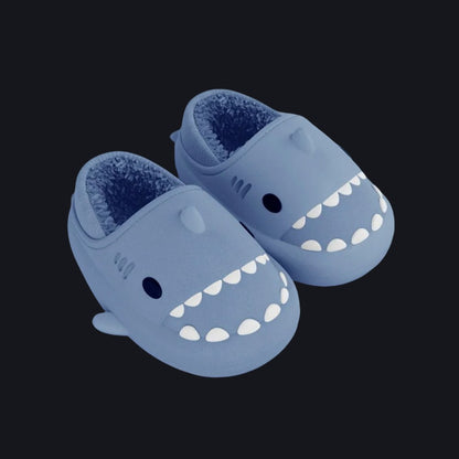 Kids & Parents Cartoon Shark Winter Slippers With Heel