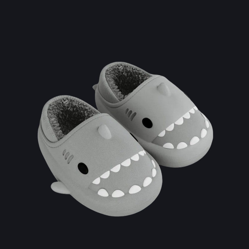 Kids & Parents Cartoon Shark Winter Slippers With Heel