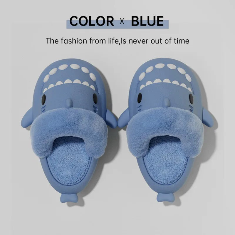 Warm Plush Shark Slippers